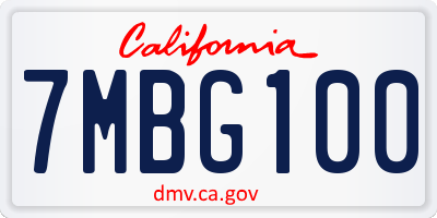 CA license plate 7MBG100