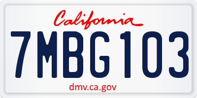 CA license plate 7MBG103