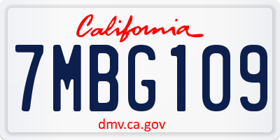 CA license plate 7MBG109