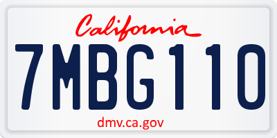 CA license plate 7MBG110