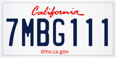 CA license plate 7MBG111
