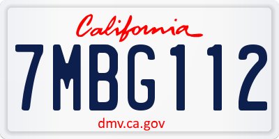 CA license plate 7MBG112