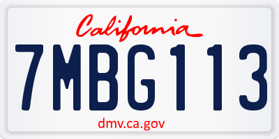 CA license plate 7MBG113