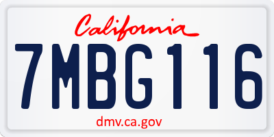 CA license plate 7MBG116