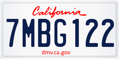 CA license plate 7MBG122
