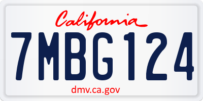 CA license plate 7MBG124