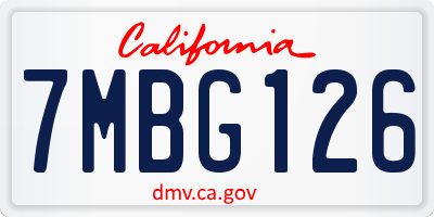 CA license plate 7MBG126