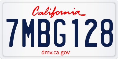 CA license plate 7MBG128