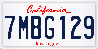 CA license plate 7MBG129