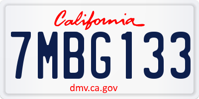 CA license plate 7MBG133