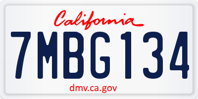 CA license plate 7MBG134