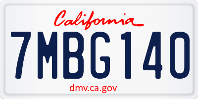 CA license plate 7MBG140