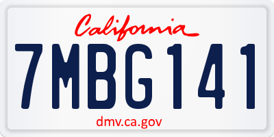 CA license plate 7MBG141
