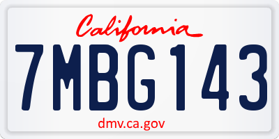 CA license plate 7MBG143