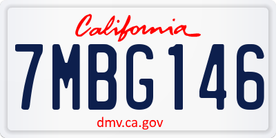 CA license plate 7MBG146