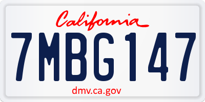 CA license plate 7MBG147