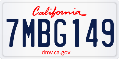 CA license plate 7MBG149