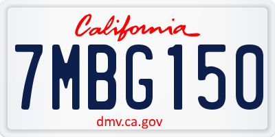 CA license plate 7MBG150