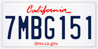CA license plate 7MBG151