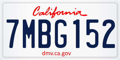 CA license plate 7MBG152
