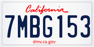 CA license plate 7MBG153