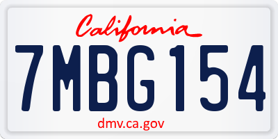 CA license plate 7MBG154