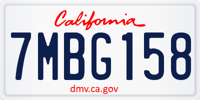 CA license plate 7MBG158