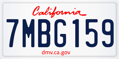 CA license plate 7MBG159