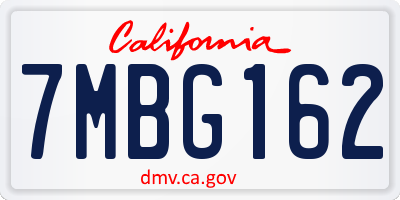 CA license plate 7MBG162