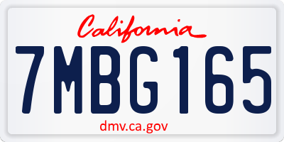 CA license plate 7MBG165