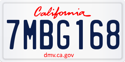 CA license plate 7MBG168
