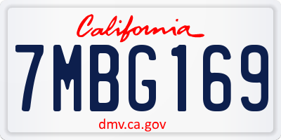 CA license plate 7MBG169