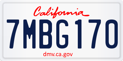 CA license plate 7MBG170