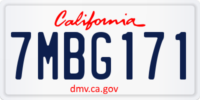CA license plate 7MBG171