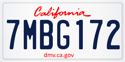CA license plate 7MBG172