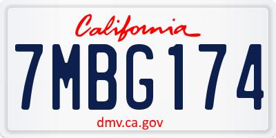 CA license plate 7MBG174