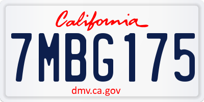 CA license plate 7MBG175