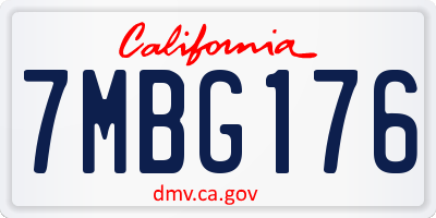 CA license plate 7MBG176