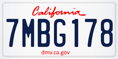 CA license plate 7MBG178