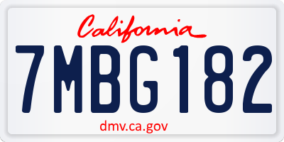 CA license plate 7MBG182