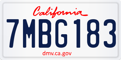 CA license plate 7MBG183