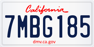 CA license plate 7MBG185