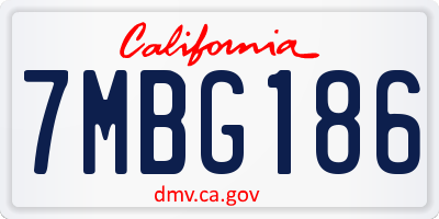 CA license plate 7MBG186