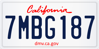 CA license plate 7MBG187