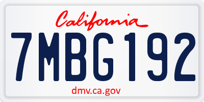CA license plate 7MBG192