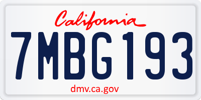 CA license plate 7MBG193