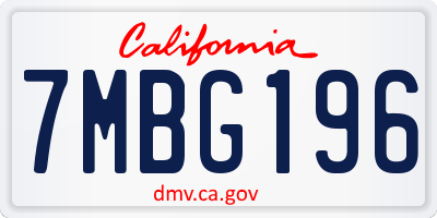 CA license plate 7MBG196