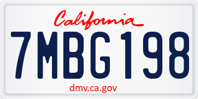CA license plate 7MBG198