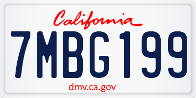 CA license plate 7MBG199