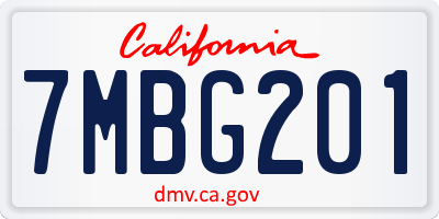CA license plate 7MBG201